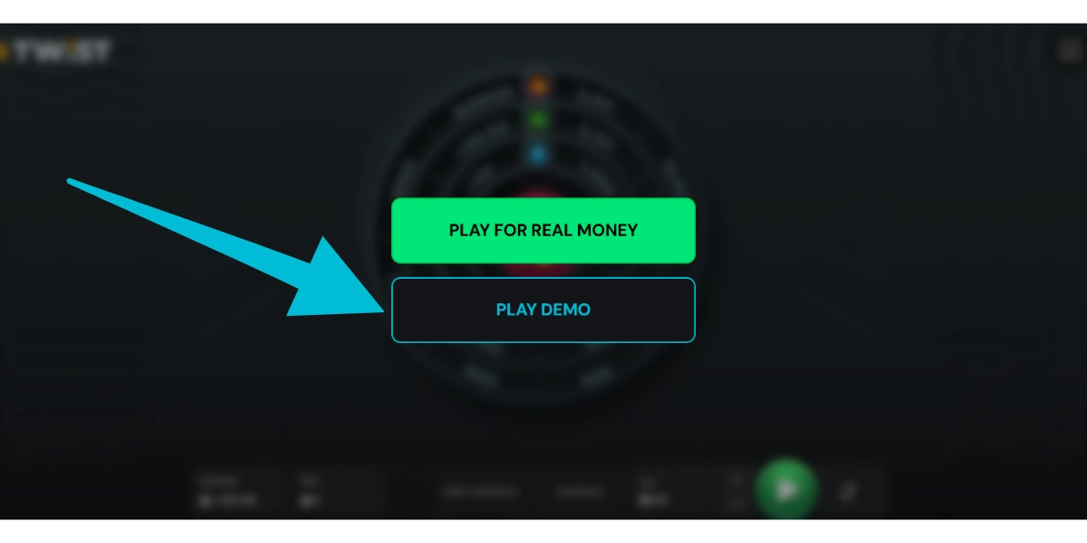 Twist slot start screen showing Play Demo and Play for Real Money buttons