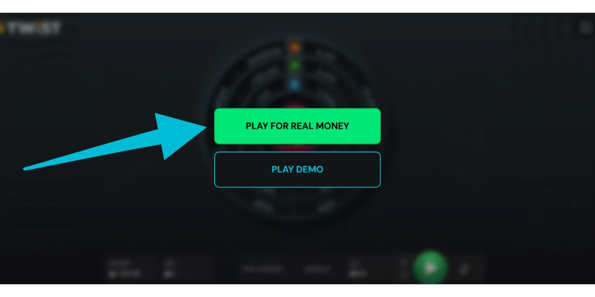 Twist slot start screen with the green Play for Real Money button highlighted